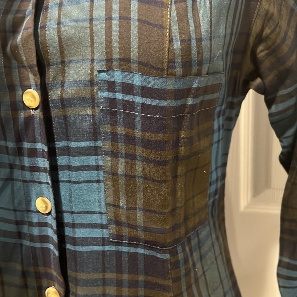 Marithe Girbaud Francois plaid long sleeve button down dress size medium - Picture 6 of 9